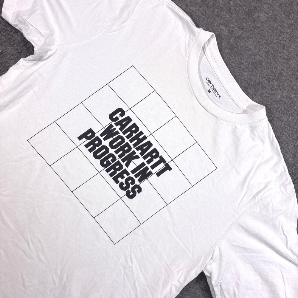 Carhartt WIP S/S Grid Logo T-Shirt Mens Medium White Short Sleeve Cotton